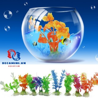Cây giả trang trí hồ cá [ Nhiều Màu], cây nhựa trang trí bể cá, tiểu ảnh hồ cá